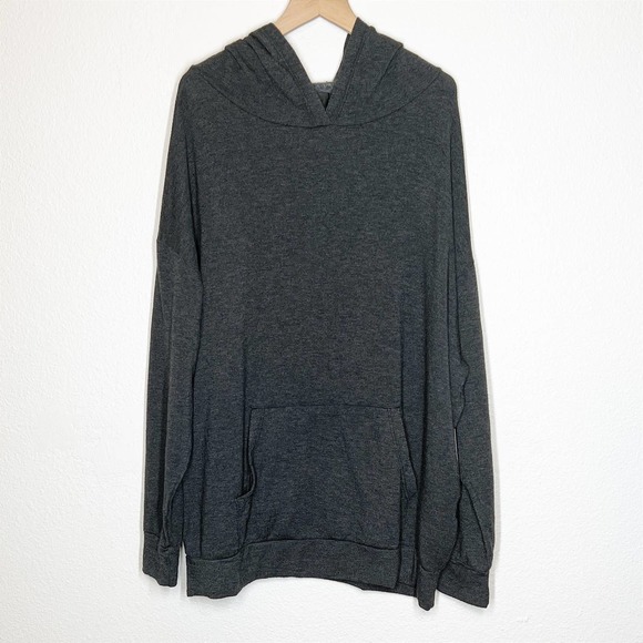 NWT Lulus Personal Best Heather Charcoal Grey Pullover Hoodie - Picture 2 of 8